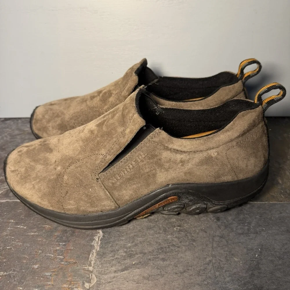 Merrell Jungle Moc Gunsmoke Shoes Men Size 11 Brown Suede Slip On Casual Comfort